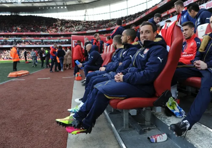 Framed Print : Santi Cazorla on the Arsenal Bench, 2015-16 Premier League: Arsenal vs. Norwich City Framed Print : Santi Cazorla on the Arsenal Bench, 2015-16 Premier League: Arsenal vs. Norwich City