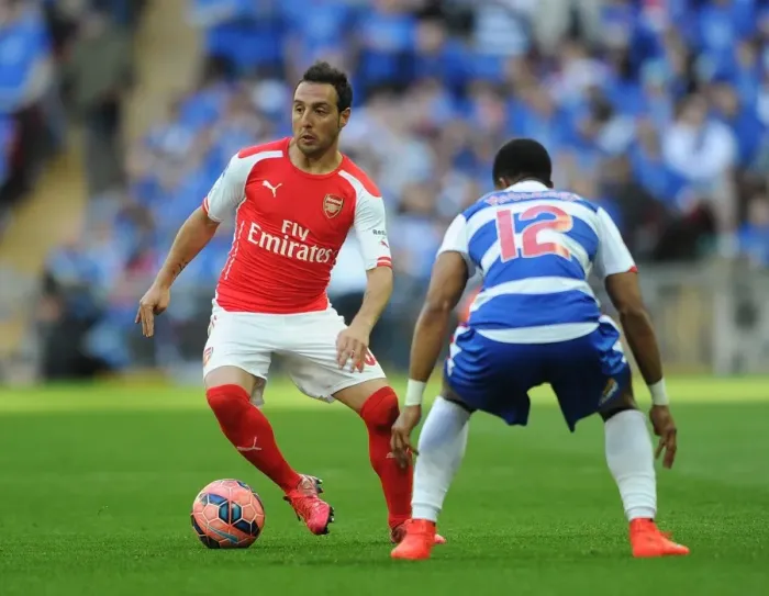 Framed Print : Santi Cazorla (Arsenal) Gareth McCleary (Reading). Arsenal 2: 1 Reading, after extra time Framed Print : Santi Cazorla (Arsenal) Gareth McCleary (Reading). Arsenal 2: 1 Reading, after extra time