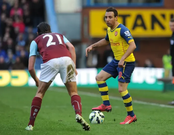 Framed Print : Santi Cazorla (Arsenal). George Boyd (Burnley). Burnley 0: 1 Arsenal. Barclays Premier League Framed Print : Santi Cazorla (Arsenal). George Boyd (Burnley). Burnley 0: 1 Arsenal. Barclays Premier League
