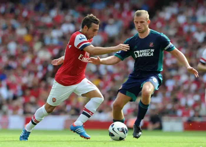 Framed Print : Santi Cazorla (Arsenal) Lee Cattermole (Sunderland). Arsenal 0: 0 Sunderland