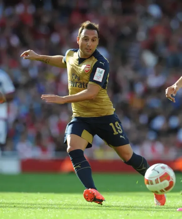 Framed Print : Santi Cazorla: Arsenal Star in Action against Olympique Lyonnais, Emirates Cup 2015 / 16