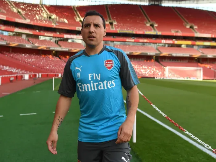 Framed Print : Santi Cazorla: Arsenal's Focus Ahead of Europa League Semi-Final Clash with Atletico Madrid