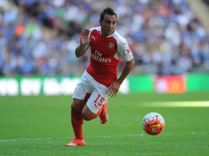 Framed Print : Santi Cazorla: Arsenal's Midfield Maestro Clashes with Chelsea in FA Community Shield Battle Framed Print : Santi Cazorla: Arsenal's Midfield Maestro Clashes with Chelsea in FA Community Shield Battle