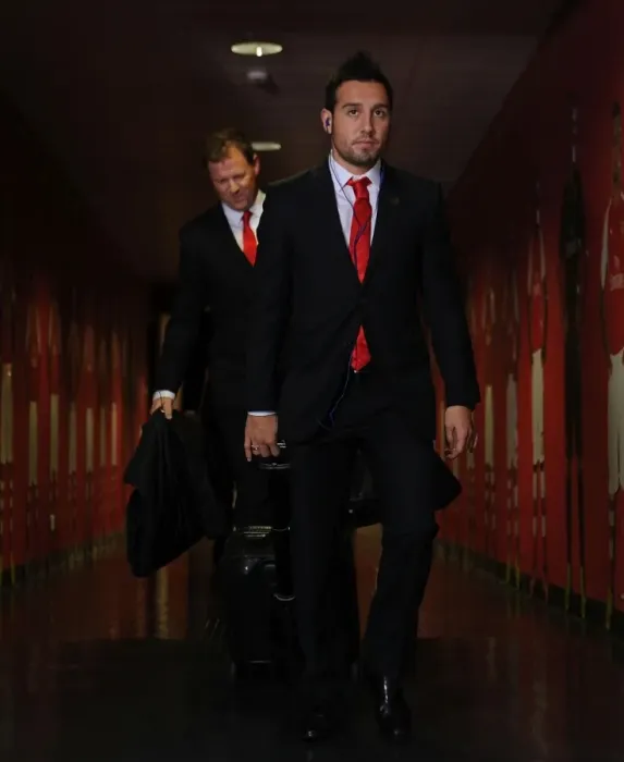 Framed Print : Santi Cazorla: Arsenal's Tunnel Moment before Clash with Manchester United (2014-15)
