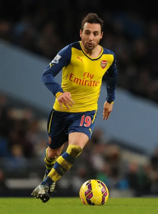 Framed Print : Santi Cazorla Faces Manchester City: Arsenal vs. Manchester City, Premier League 2014-15
