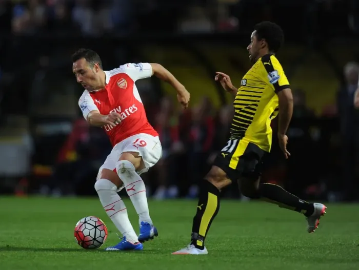 Framed Print : Santi Cazorla Outmaneuvers Ikechi Anya: A Premier League Moment, Watford vs Arsenal, 2015 / 16 Framed Print : Santi Cazorla Outmaneuvers Ikechi Anya: A Premier League Moment, Watford vs Arsenal, 2015 / 16