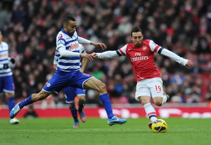 Framed Print : Santi Cazorla Outmaneuvers Jose Bosingwa: Arsenal vs. Queens Park Rangers, 2012-13 Premier League Framed Print : Santi Cazorla Outmaneuvers Jose Bosingwa: Arsenal vs. Queens Park Rangers, 2012-13 Premier League