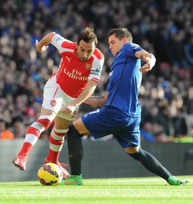 Framed Print : Santi Cazorla Outmaneuvers Muhamed Besic: Arsenal vs. Everton, Premier League 2015 Framed Print : Santi Cazorla Outmaneuvers Muhamed Besic: Arsenal vs. Everton, Premier League 2015