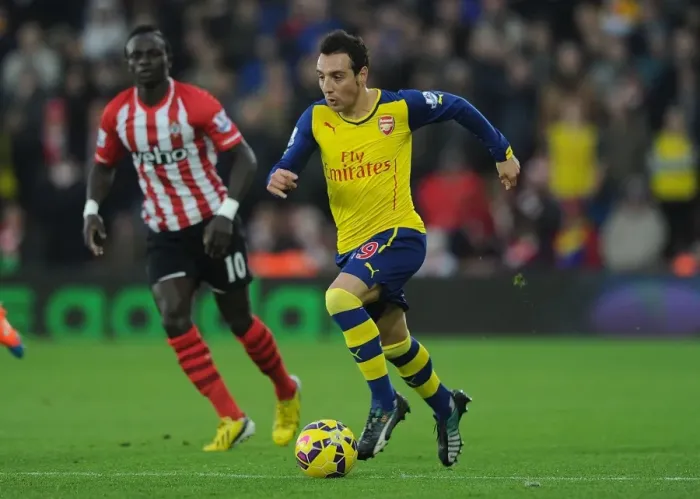 Framed Print : Santi Cazorla Outmaneuvers Sadio Mane: A Premier League Battle at Southampton, 2014-15 Framed Print : Santi Cazorla Outmaneuvers Sadio Mane: A Premier League Battle at Southampton, 2014-15