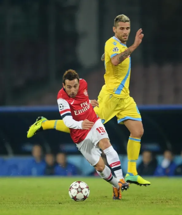 Framed Print : Santi Cazorla Outmaneuvers Valon Behrami: Napoli vs Arsenal, UEFA Champions League, 2013 Framed Print : Santi Cazorla Outmaneuvers Valon Behrami: Napoli vs Arsenal, UEFA Champions League, 2013