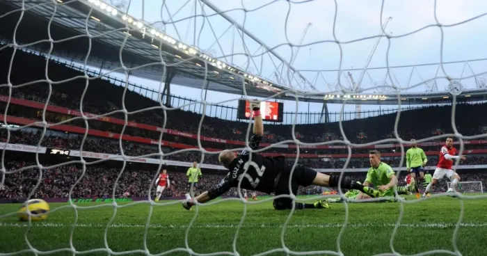 Framed Print : Santi Cazorla Scores Arsenal's Second Goal Against Aston Villa (2012-13) Framed Print : Santi Cazorla Scores Arsenal's Second Goal Against Aston Villa (2012-13)