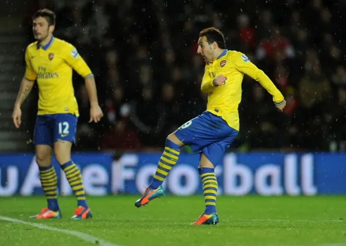 Framed Print : Santi Cazorla Scores Arsenal's Second Goal Against Southampton (2013-14)