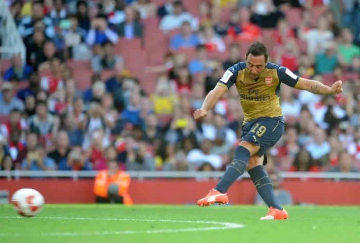Framed Print : Santi Cazorla Scores Arsenal's Sixth Goal in Emirates Cup 2015 / 16