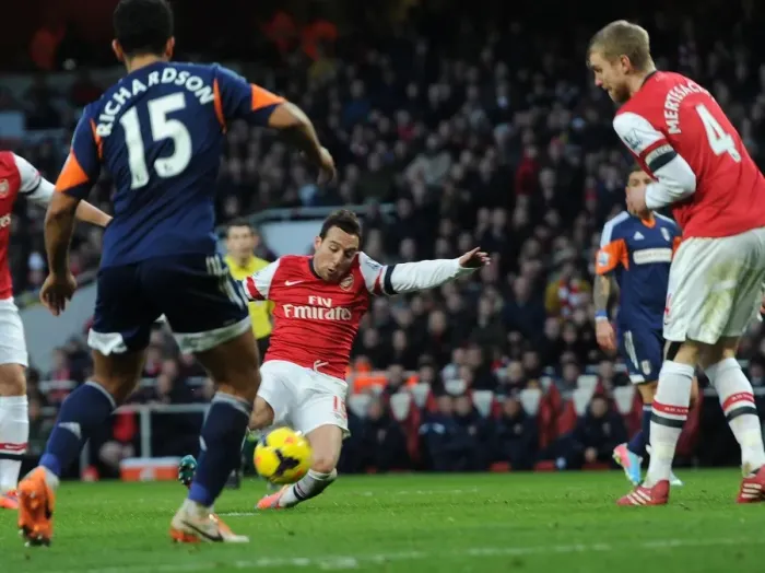Framed Print : Santi Cazorla Scores First Goal: Arsenal vs Fulham, Premier League 2013-14 Framed Print : Santi Cazorla Scores First Goal: Arsenal vs Fulham, Premier League 2013-14