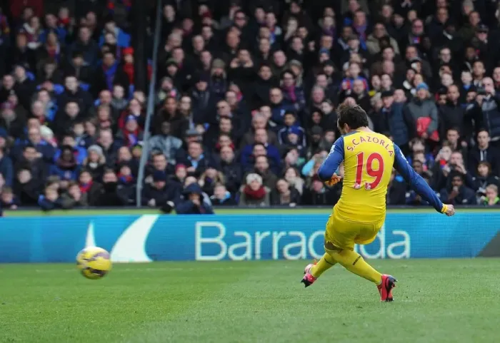 Framed Print : Santi Cazorla Scores Penalty: Crystal Palace vs. Arsenal, Premier League 2014-15 Framed Print : Santi Cazorla Scores Penalty: Crystal Palace vs. Arsenal, Premier League 2014-15