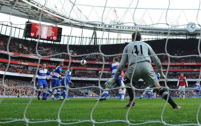 Framed Print : Santi Cazorla Scores the Second Goal: Arsenal vs. Reading, Premier League 2012-13