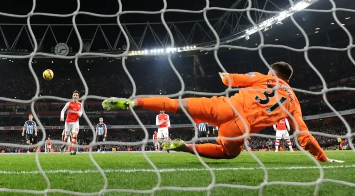 Framed Print : Santi Cazorla Scores His Second Goal: Arsenal's Dominance Over Newcastle United (December 2014)