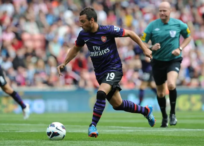 Framed Print : Santi Cazorla: Star Midfielder in Action for Arsenal vs Stoke City, Premier League 2012-13