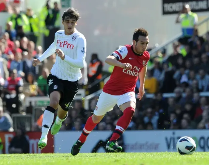 Framed Print : Santi Cazorla Surges Past Bryan Ruiz: Fulham vs. Arsenal, Premier League 2012-13 Framed Print : Santi Cazorla Surges Past Bryan Ruiz: Fulham vs. Arsenal, Premier League 2012-13