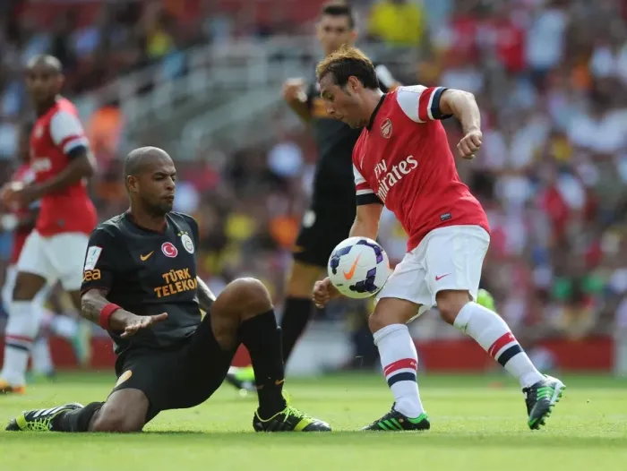 Framed Print : Santi Cazorla vs. Felipe Melo: Battle in the Emirates Cup Framed Print : Santi Cazorla vs. Felipe Melo: Battle in the Emirates Cup