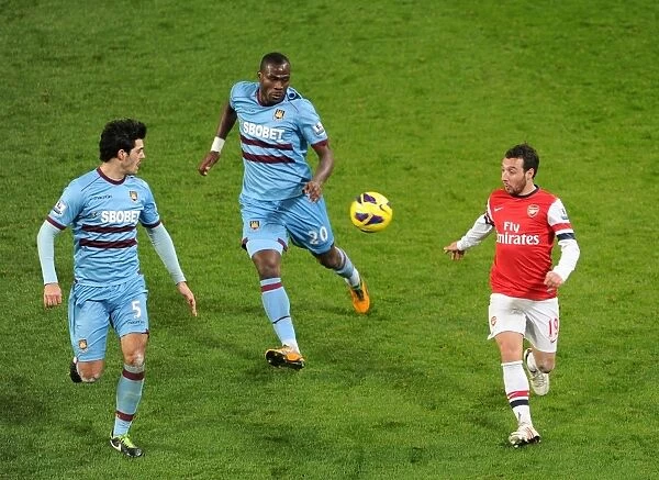 Santi Cazorla vs. Guy Demel and James Tomkins: Intense Battle at Arsenal v West Ham United (2013)