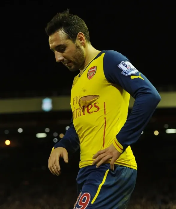 Framed Print : Santi Cazorla vs. Liverpool: Intense Face-Off in the 2014 / 15 Premier League Clash