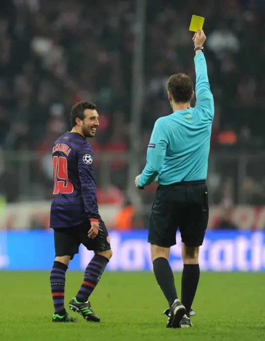 Framed Print : Santi Cazorla Yellow Carded in Bayern Munich vs. Arsenal UEFA Champions League Clash Framed Print : Santi Cazorla Yellow Carded in Bayern Munich vs. Arsenal UEFA Champions League Clash