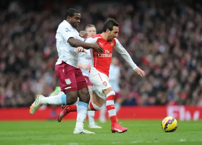 Framed Print : Santi Cazorla's Agile Outmaneuver of Jores Okore: A Premier League Masterclass (Arsenal vs Aston Villa, 2014-15)