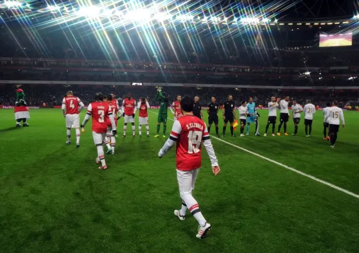 Framed Print : Santi Cazorla's Arsenal Pre-Match Stroll: FA Cup Third Round Replay vs Swansea City (2012-13)