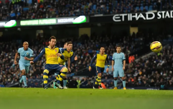 Framed Print : Santi Cazorla's Dramatic Penalty: Arsenal's Victory Over Manchester City, Premier League 2014-15