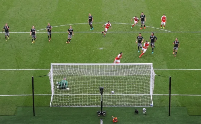 Framed Print : Santi Cazorla's Penalty: Arsenal's Decisive 2-0 Win Against Southampton (2016-17)