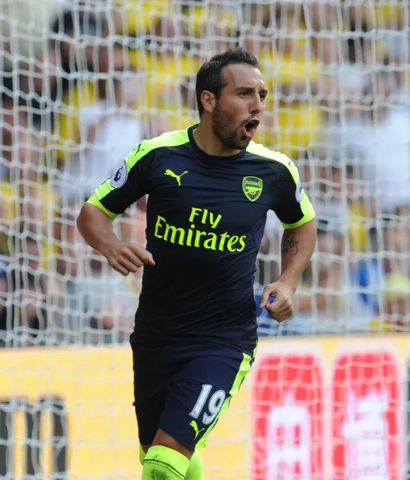 Framed Print : Santi Cazorla's Stunner: Arsenal's Winning Goal vs. Watford (2016-17)