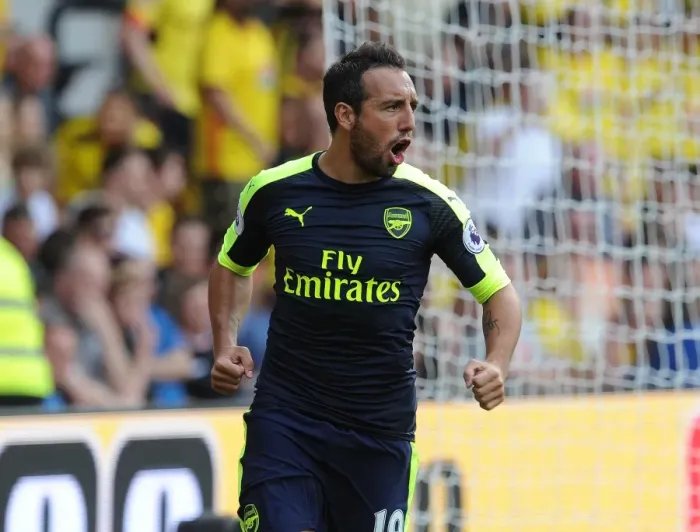 Framed Print : Santi Cazorla's Stunner: Arsenal's Winning Goal at Watford (2016-17)