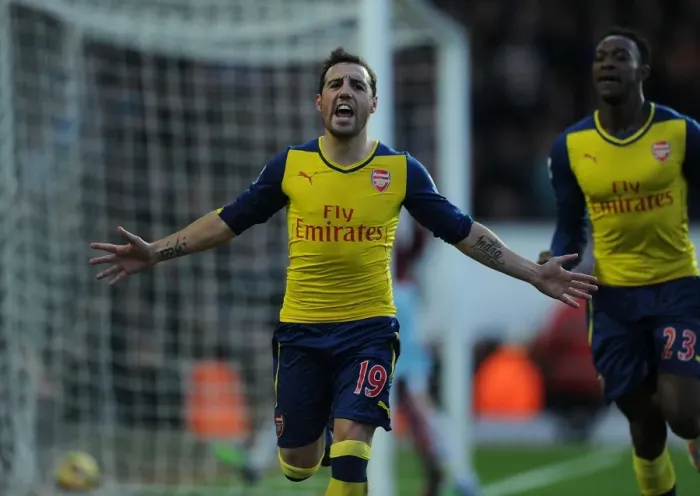 Framed Print : Santi Cazorla's Stunning Goal: Arsenal's Triumph at West Ham United (2014-15)