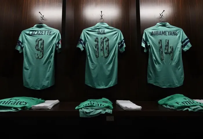 Framed Print : Behind the Scenes: Arsenal Changing Room before the International Champions Cup Showdown against Paris Saint-Germain, 2018 (Singapore)