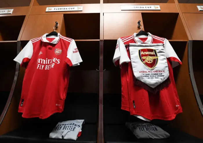 Framed Print : Behind the Scenes: Arsenal and Chelsea's Florida Cup Preparation - A Peek into Their Changing Rooms: Arsenal's Kit Layout before the Arsenal vs. Chelsea Match Framed Print : Behind the Scenes: Arsenal and Chelsea's Florida Cup Preparation - A Peek into Their Changing Rooms: Arsenal's Kit Layout before the Arsenal vs. Chelsea Match