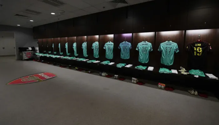 Framed Print : Behind the Scenes: Arsenal FC Changing Room before the Arsenal vs. Paris Saint-Germain Pre-Season Friendly (2018-19) Framed Print : Behind the Scenes: Arsenal FC Changing Room before the Arsenal vs. Paris Saint-Germain Pre-Season Friendly (2018-19)