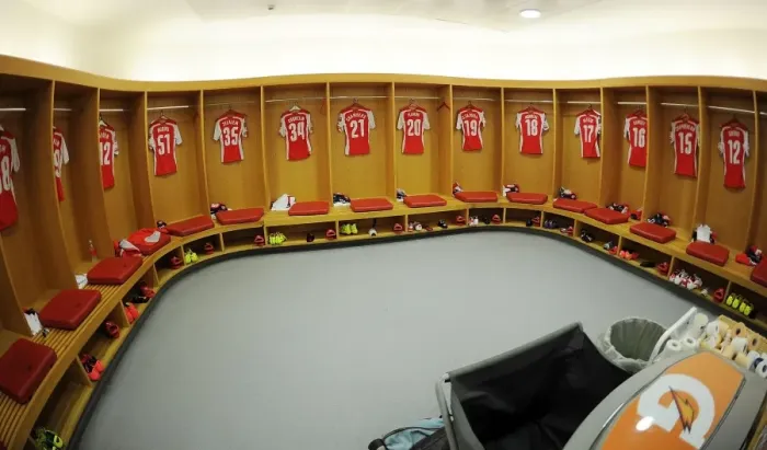 Framed Print : Behind the Scenes: Arsenal Football Club's Changing Room before Arsenal v AS Monaco (2014-15) Framed Print : Behind the Scenes: Arsenal Football Club's Changing Room before Arsenal v AS Monaco (2014-15)