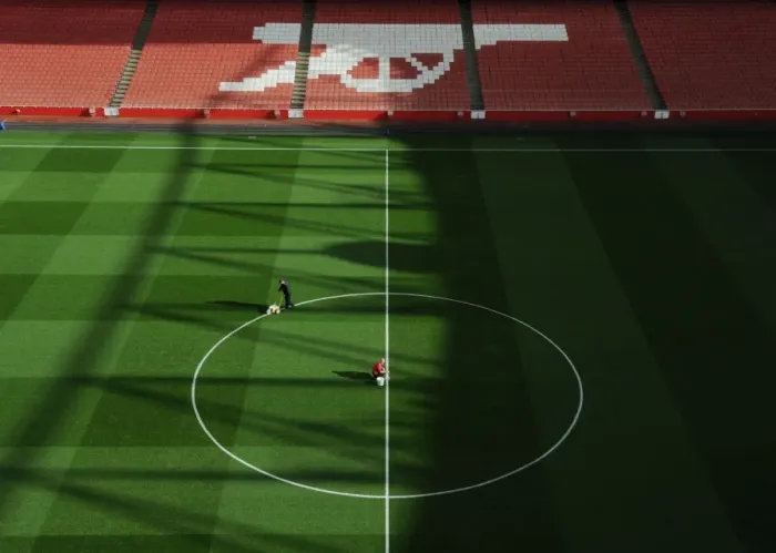 Framed Print : Behind the Scenes: Arsenal Grounds Crew Prepare for Arsenal vs Liverpool, 2013-14 Premier League Framed Print : Behind the Scenes: Arsenal Grounds Crew Prepare for Arsenal vs Liverpool, 2013-14 Premier League