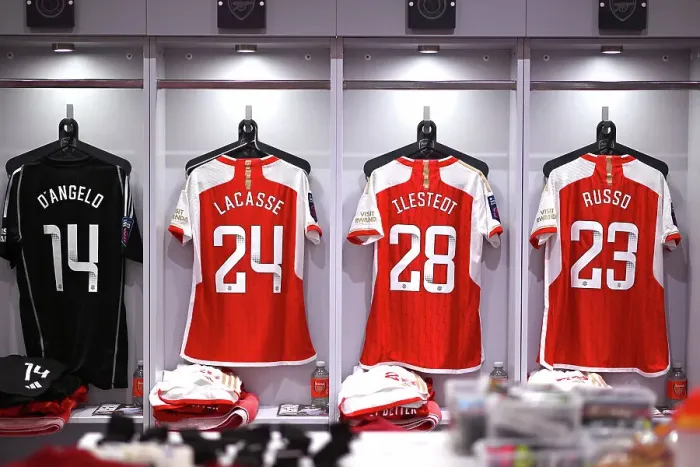 Framed Print : Behind the Scenes: Arsenal Women's Dressing Room Before Arsenal vs Manchester City, 2023-24 Barclays Women's Super League Framed Print : Behind the Scenes: Arsenal Women's Dressing Room Before Arsenal vs Manchester City, 2023-24 Barclays Women's Super League