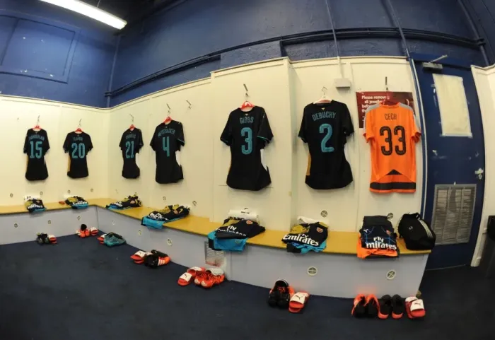 Framed Print : Behind the Scenes: Arsenal's Changing Room Preparations before Sheffield Wednesday vs Arsenal, Capital One Cup 2015-16