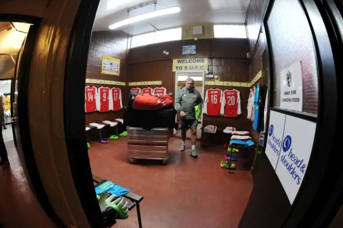 Framed Print : Behind the Scenes: Arsenal's Fifth Round Preparations at Sutton United's Changing Room Framed Print : Behind the Scenes: Arsenal's Fifth Round Preparations at Sutton United's Changing Room