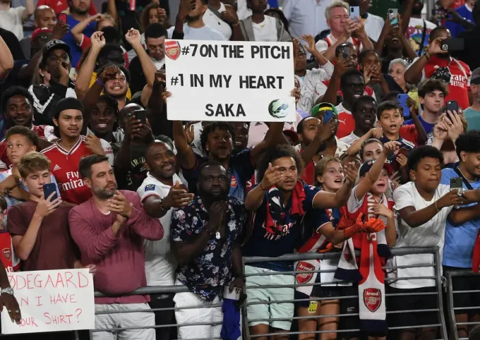 Framed Print : Sea of Passion: Arsenal FC Fans in Full Force at Arsenal vs. Everton Pre-Season Friendly in Baltimore