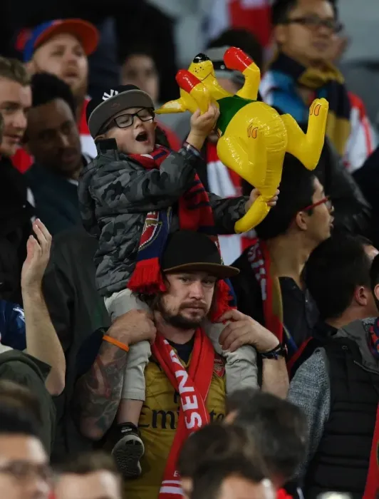 Framed Print : Sea of Red: Unwavering Arsenal Fans at Western Sydney Wanderers vs Arsenal (2017-18)