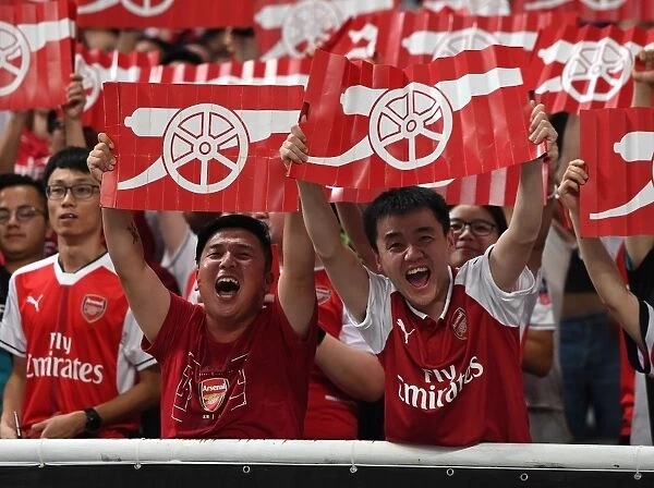 Sea of Red and White: Arsenal Fans Passionate Display at Bayern Munich vs Arsenal Friendly in Shanghai