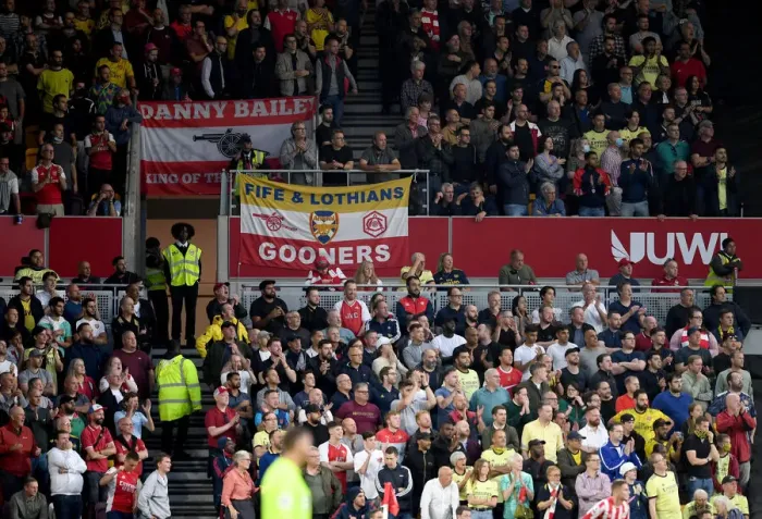 Framed Print : Sea of Red and White: Arsenal Fans Unite at Brentford Community Stadium