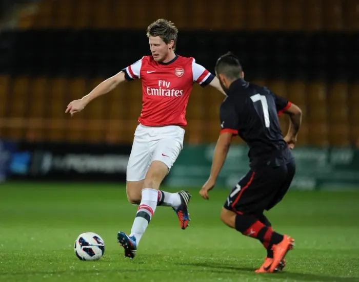 Framed Print : Sead Hajrovic (Arsenal) Dimitrios Siopis (Olympiacos). Arsenal U19 0: 0 Olympiacos U19 Framed Print : Sead Hajrovic (Arsenal) Dimitrios Siopis (Olympiacos). Arsenal U19 0: 0 Olympiacos U19