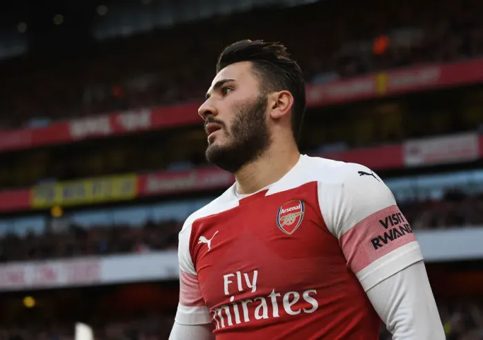 Framed Print : Sead Kolasinac: In Action for Arsenal Against Huddersfield Town (Premier League, 2018-19)