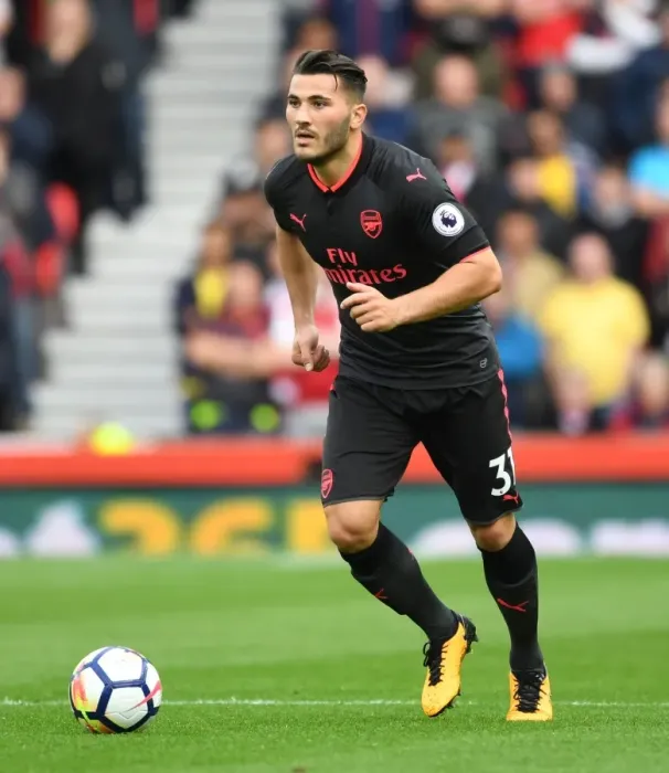 Framed Print : Sead Kolasinac in Action: Arsenal vs. Stoke City, Premier League 2017-18
