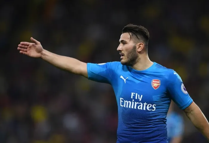 Framed Print : Sead Kolasinac in Action: Arsenal vs. Watford, Premier League 2017-18